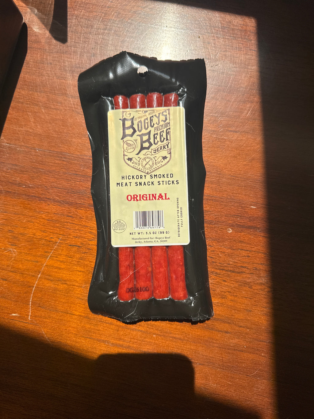 Bogeys Beef Single Meat Snack Stick