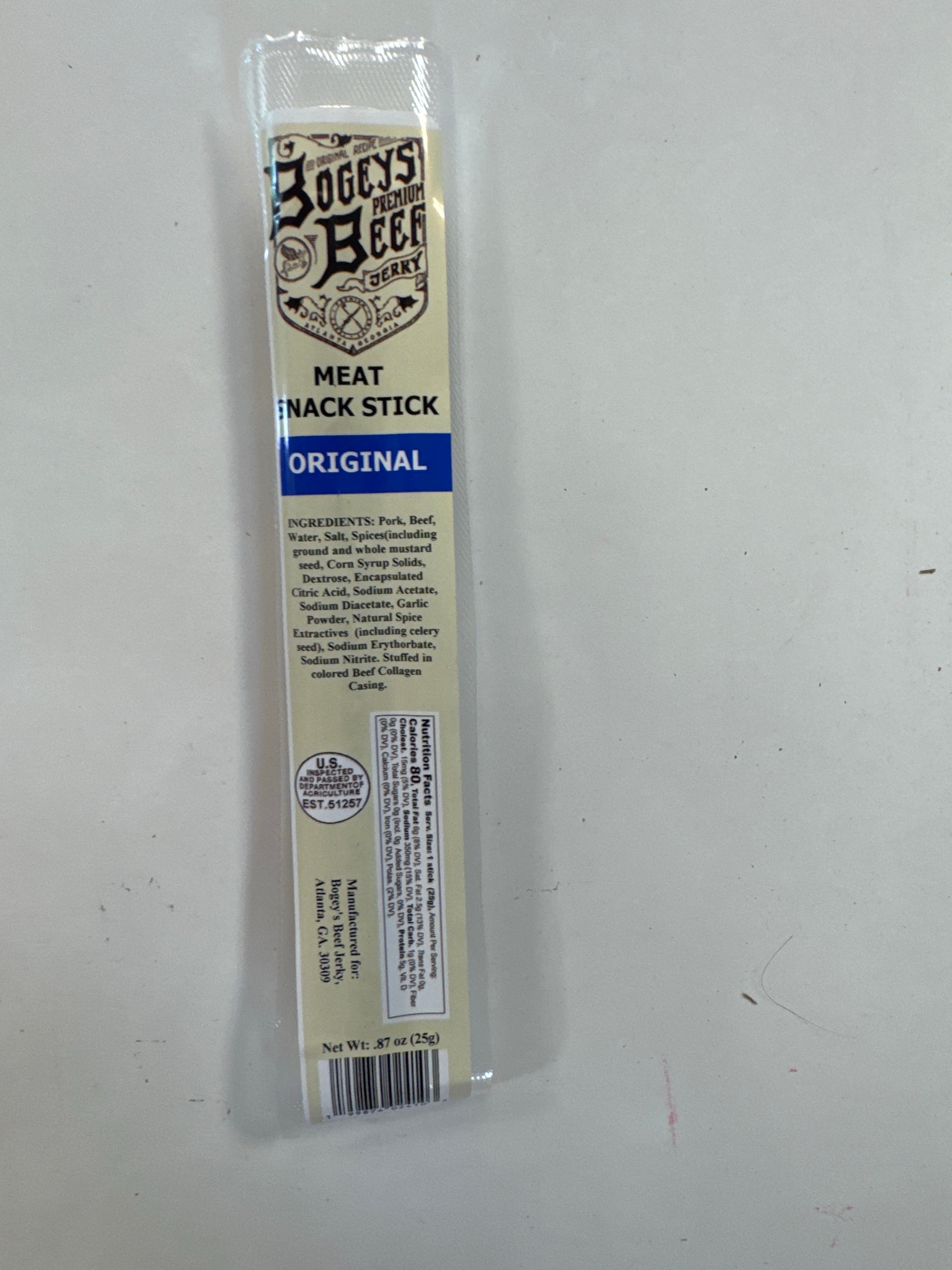 Bogeys Beef Original individually wrapped meat snack stick