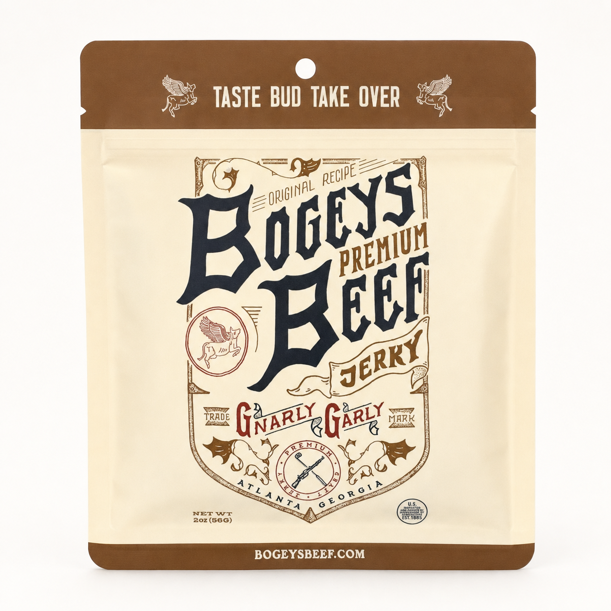 Bogey’s Beef Gnarly Garly garlic beef jerky bag