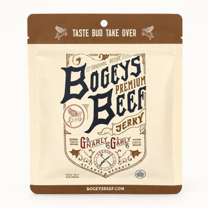 Bogey’s Beef Gnarly Garly garlic beef jerky bag