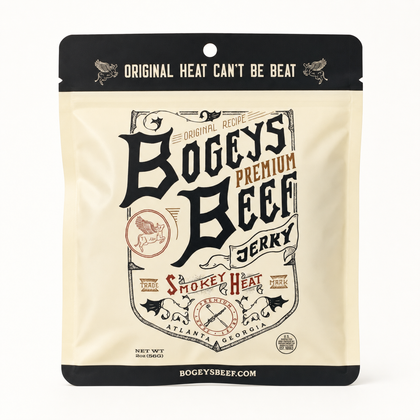 Bogey’s Beef Smokey Heat smoky beef jerky bag